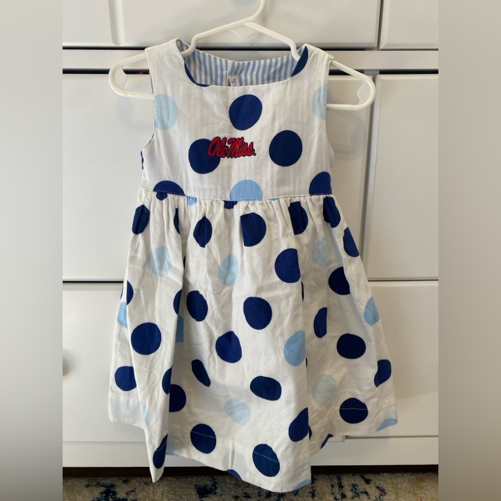 Sara Lynn Togs Ole Miss White Dress with Polka Dots / Size 12m / VGUC